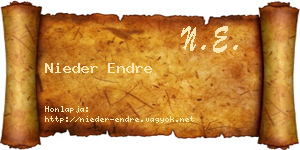 Nieder Endre névjegykártya